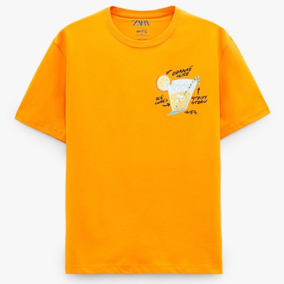 Hard to find! Zara Man Wes Robinson Illustrated Orange Slice Drink Tee Shirt - Picture 2 of 10